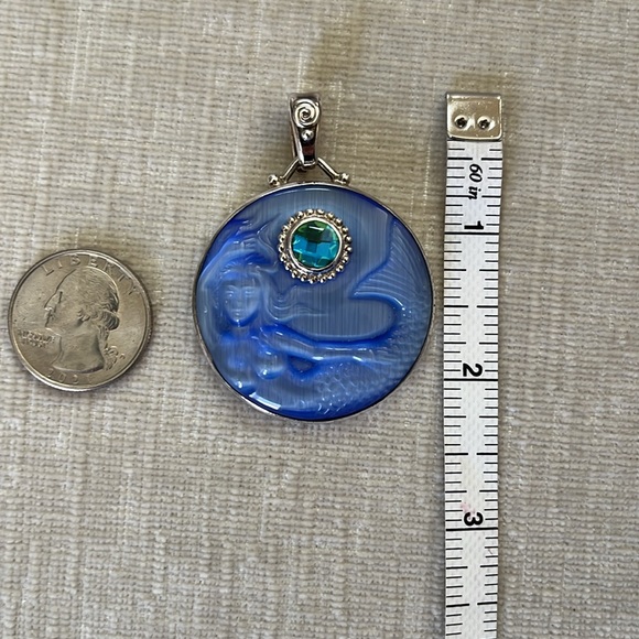 Stunning Sajen Sterling Silver Blue Mermaid Pendant With Gorgeous Gemsto… - Picture 3 of 6